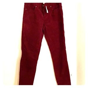 New J. Crew Cranberry Corduroys size 26